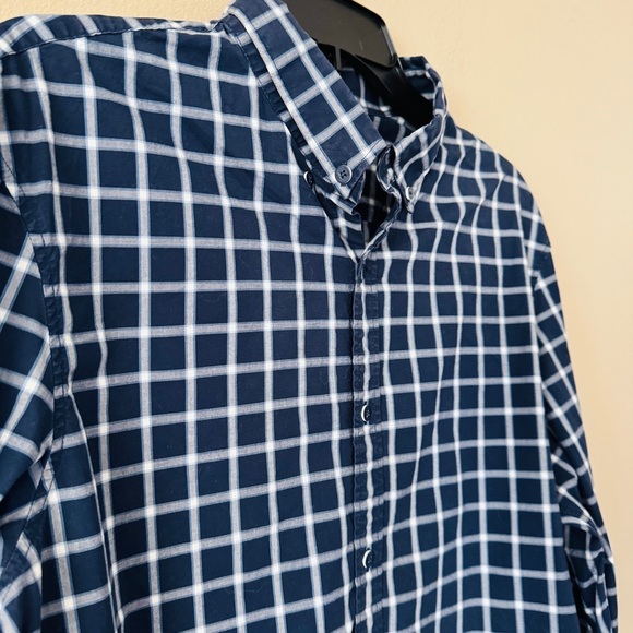 Michael Kors Men's Navy White Plaid Checker Button Down Shirt Size XL - Picture 2 of 8